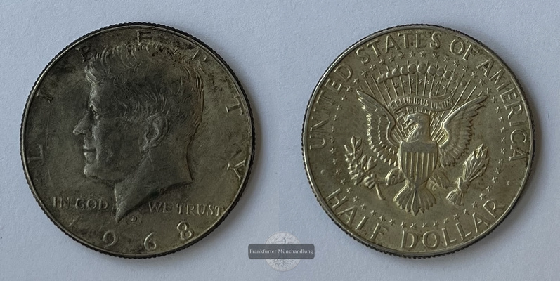  USA 1968 Kennedy Half Dollar KM#202a FM-Frankfurt Feinsilber: 4,6g   