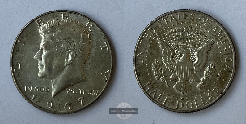  USA 1967 Kennedy Half Dollar KM#202a FM-Frankfurt Feinsilber: 4,6g   