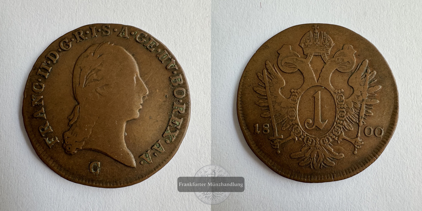  Österreich /  1 Kreuzer 1800 Francis II FM-Frankfurt KM#2111 Kupfer: 4,6g   