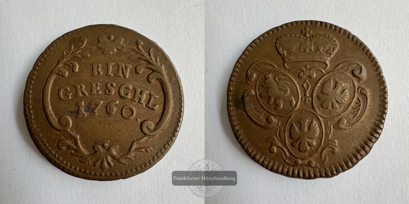  Böhmen / 1 Gröschl 1760 (1760-68) Maria Theresia FM-Frankfurt KM#791 Kupfer: 8,78g   