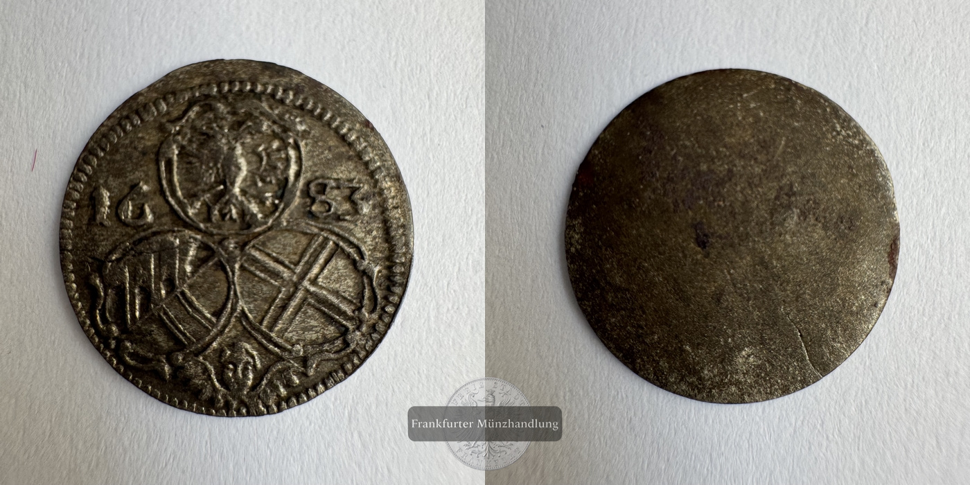 Österreich / 2 Pfennings 1683 (1969-87) Leopold I FM-Frankfurt KM#1195 Billon: 0,58g   