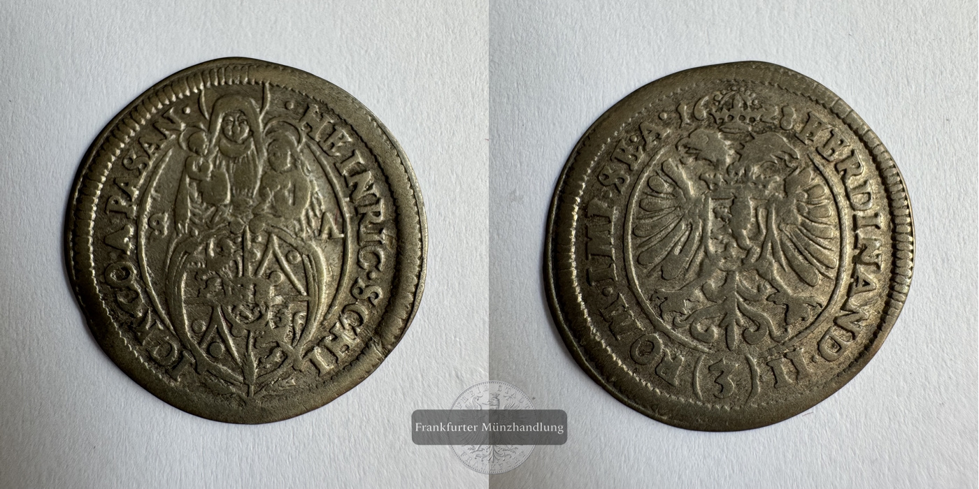  Böhmen / 3 Kreuzers/Groschen 1628 Heinrich Schlick&Ferdinand II FM-Frankfurt Silberraugewicht: 1,56g   