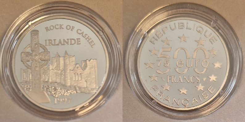  Frankreich 500 Fr 20 Gr. 999 Platin Rock of Cashel Irland 1997 Münzankauf Koblenz Frank Maurer AJ22   