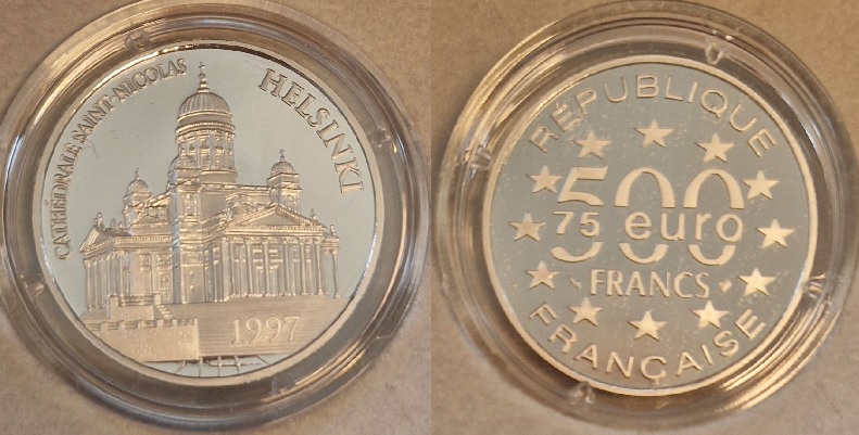  Frankreich 500 Fr 20 Gr. 999 Platin Dom zu Helsinki 1997 Münzankauf Koblenz Frank Maurer AJ23   