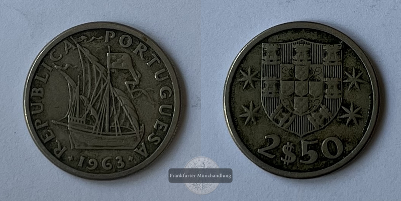  Portugal 1963 2.50 Escudos Karavelle KM#590 FM-Frankfurt Gewicht: 3,3g   