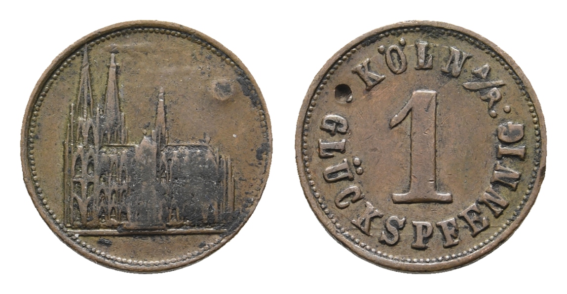  Köln A/R:; Glückspfennig; 2,54 g, Ø 17,90 mm   