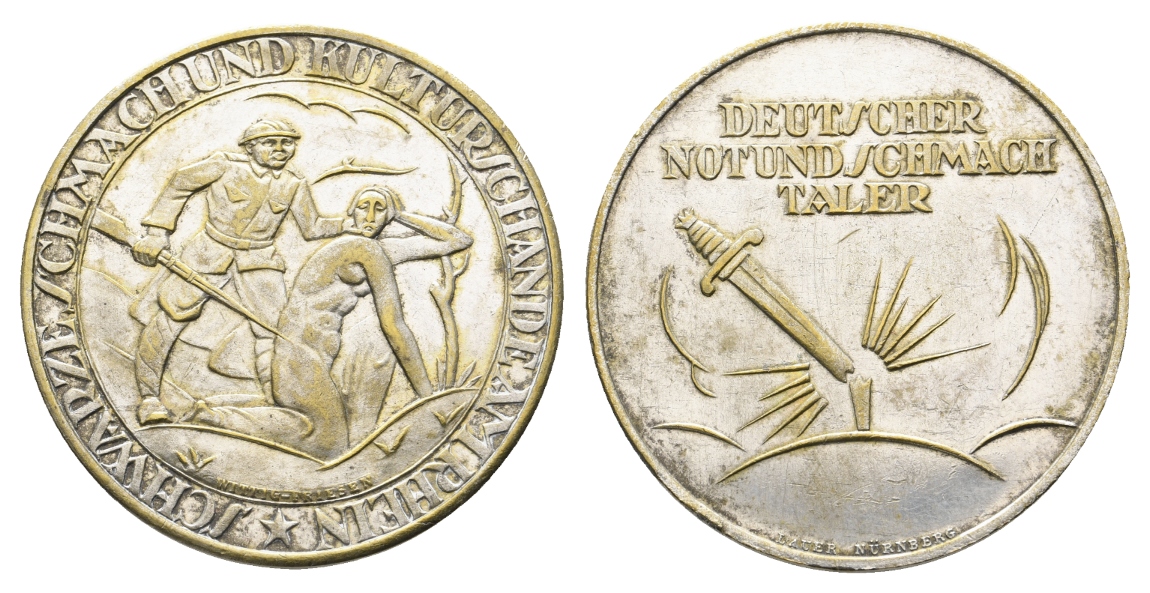  Medaille; Not und Schamach Taler; versilbert; 19,91 g, Ø 38,41 mm   
