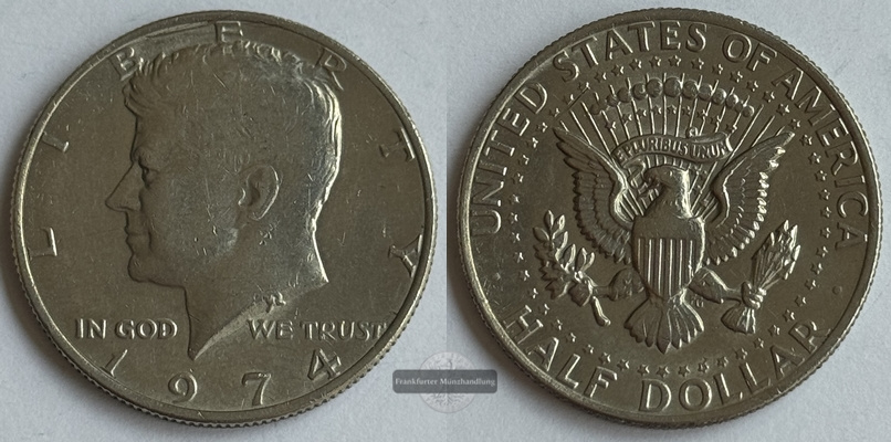  USA   1/2 Dollar  1974  Kennedy Half Dollar  KM#202b  FM-Frankfurt   