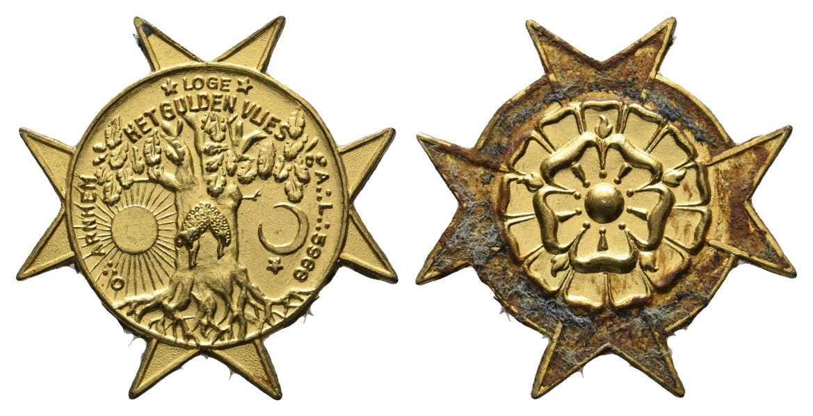  Orden; Freimaurer; Niederlande Arnhem; het gulden vlies; vergoldet; 7,66 g, Ø 36,60 mm   