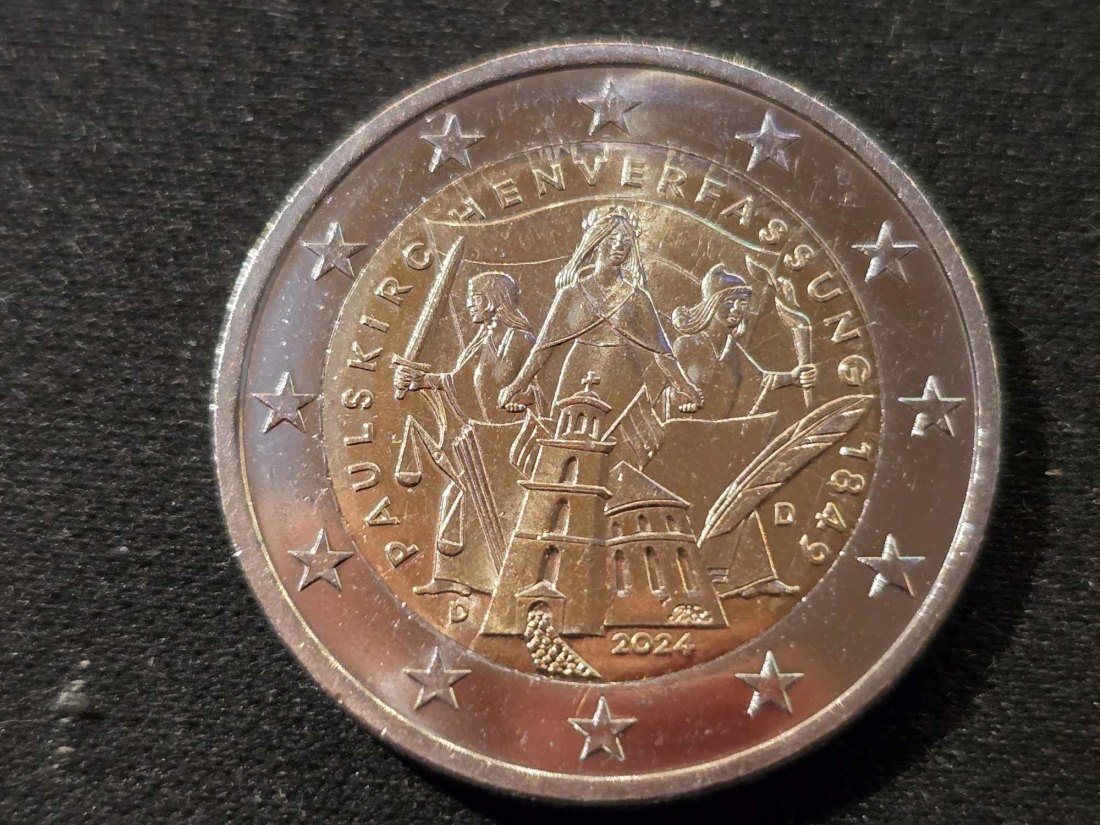  Deutschland 2 Euro Sondermünze 2024 D - 175 Jahre Pauluskirche   