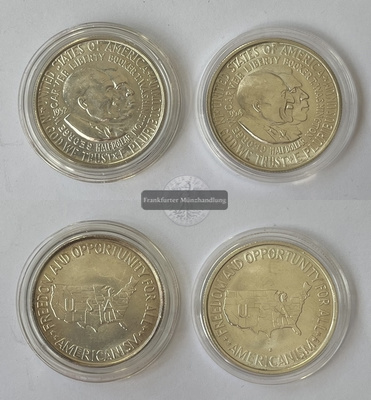  USA 1952-1954 1/2 Dollar x2 Washington Carver KM#200 FM-Frankfurt Feinsilber: 22,5g (insg.)   