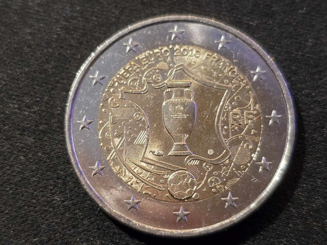  Frankreich 2 Euro Sondermünze 2016 - UEFA Fußball-Europameisterschaft STG   
