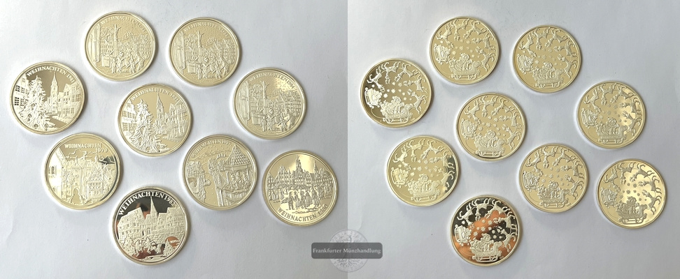  BRD 1979-1987 Medaillen Weihnachten x9 FM-Frankfurt Feinsilber: 134,36g (insg.)   