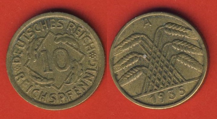  Weimarer Republik 10 Reichspfennig 1935 A   