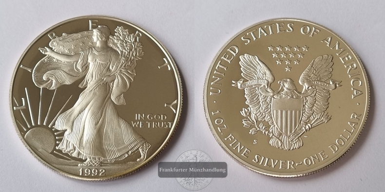  USA, 1 Dollar  1992  American Eagle  FM-Frankfurt Feinsilber: 31,1g   