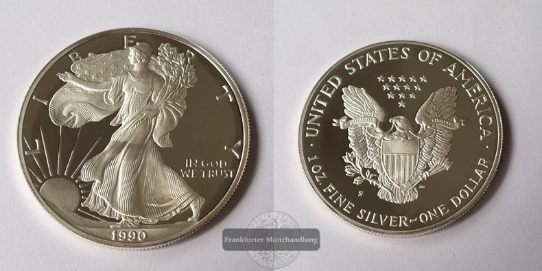  USA, 1 Dollar  1990  American Eagle  FM-Frankfurt Feinsilber: 31,1g   