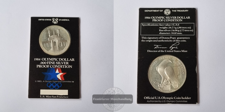  USA 1 Dollar  1984  S  XXIII. Olympische Sommerspiele LA  FM-Frankfurt  Feinsilber: 24,06g   