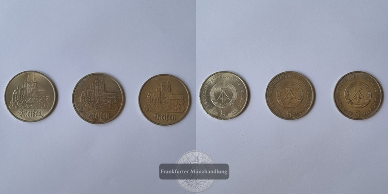  DDR 5 Mark  1972 Meißen (3 Münzen) LOT FM-Frankfurt   