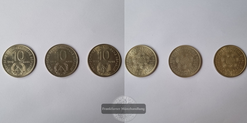  DDR  10 Mark  1973  Weltfestspiele (3 Münzen) LOT FM-Frankfurt   