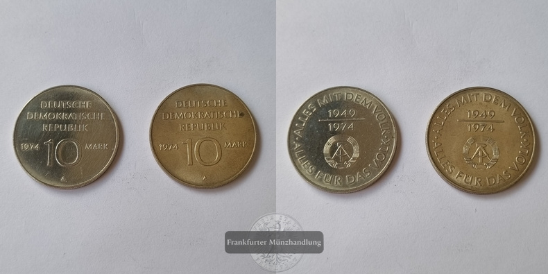  DDR  10 Mark  1974 25 Jahre DDR KM#50 (2 Münzen) LOT FM-Frankfurt   
