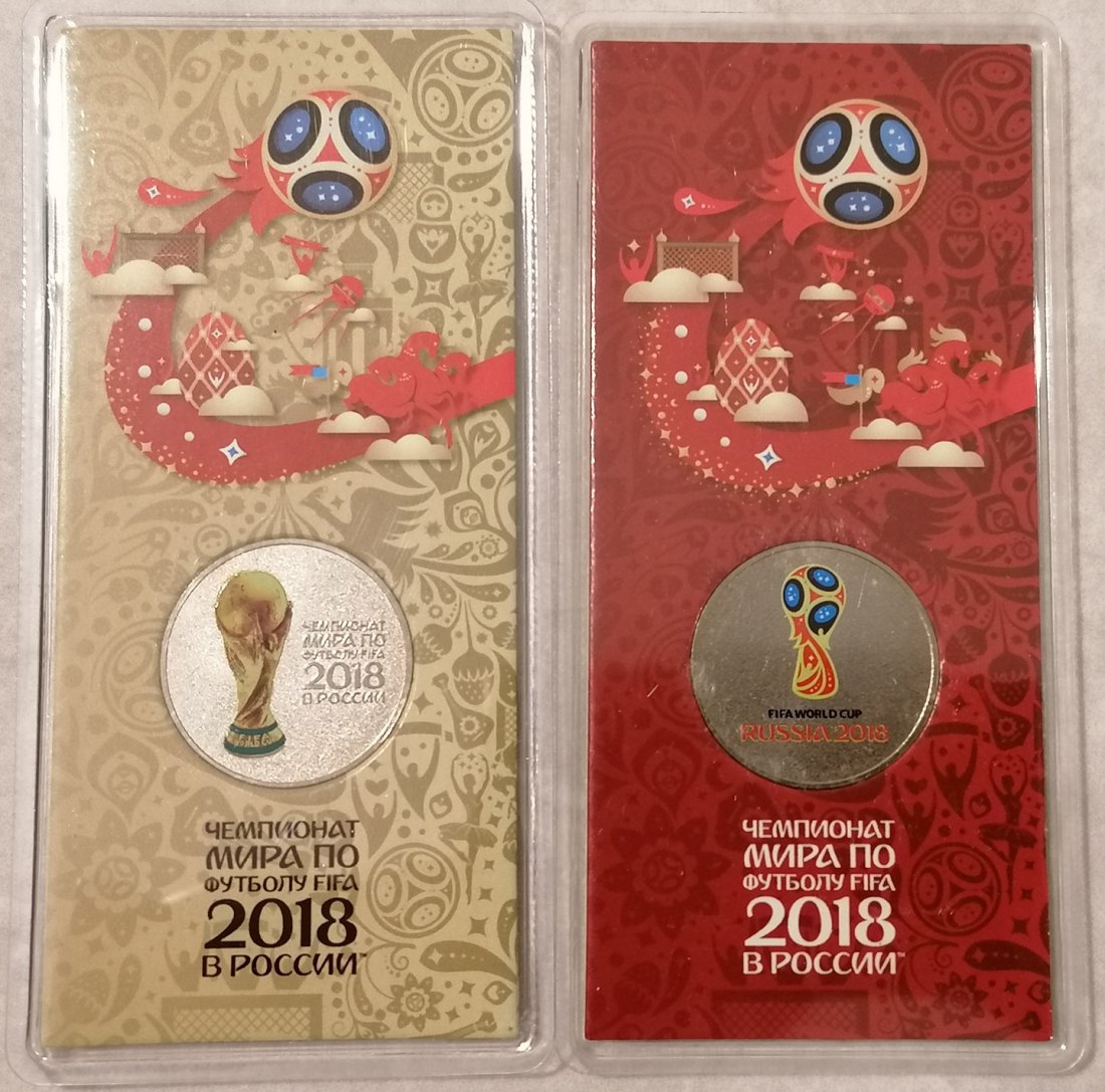 FIFA Fussball-Weltmeisterschaft Russland 2018 25 Rubel im Blister, 2 farbige Münzen