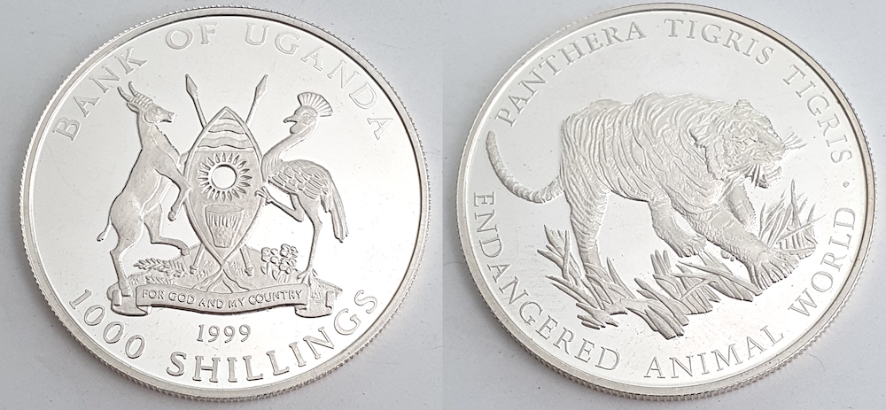  1000 Shillings 1999 Uganda Königstiger   