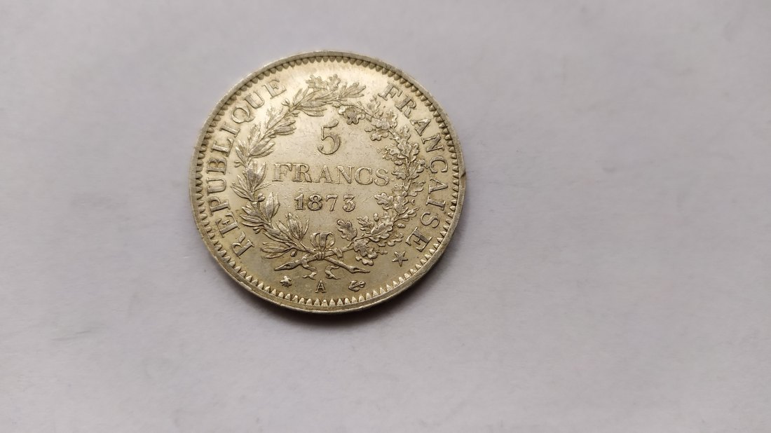  FRANCE.5 Francs 1873A.Silver 900.   
