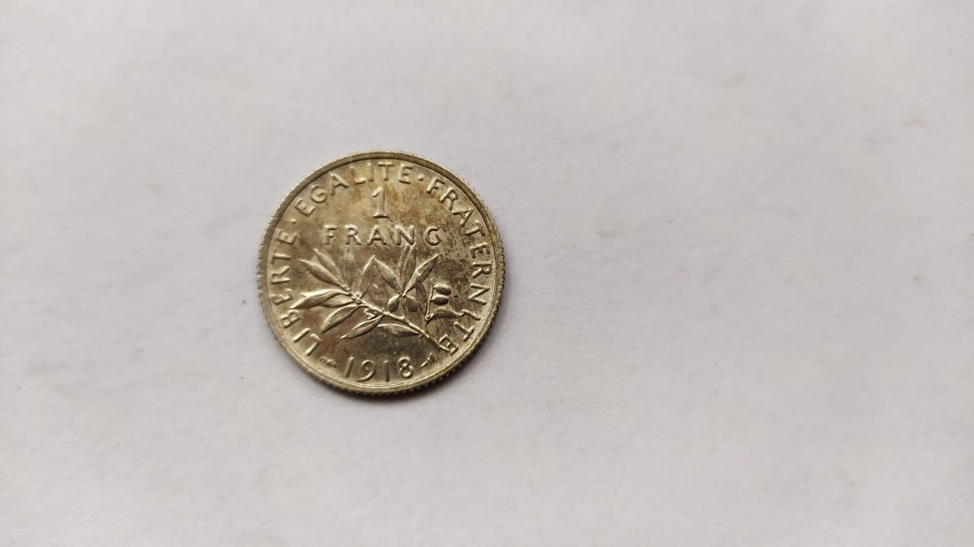 France.1 Franc 1918.Silver 835