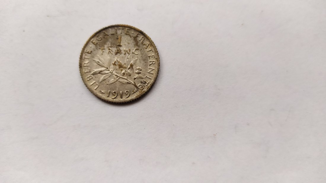  France.1 Franc 1919.Silver 835   