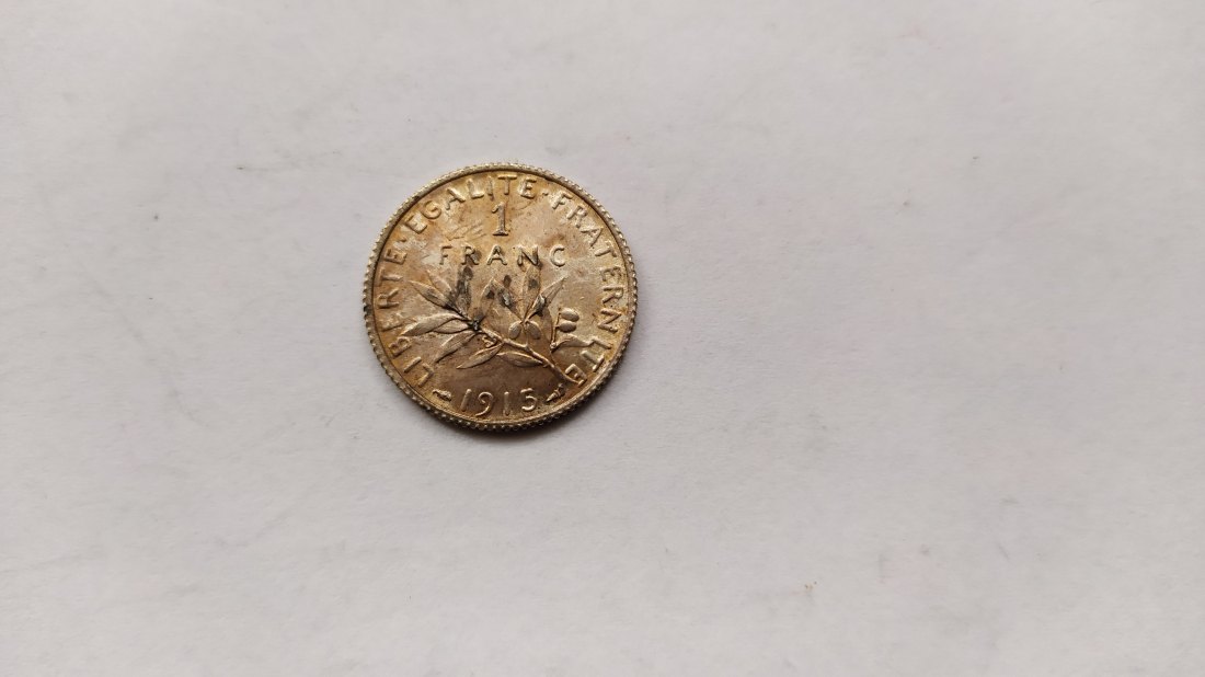 France.1 Franc 1915.Silver 835.