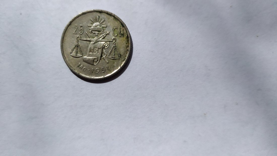 Mexico.25 Centavos 1951. Silver 300.