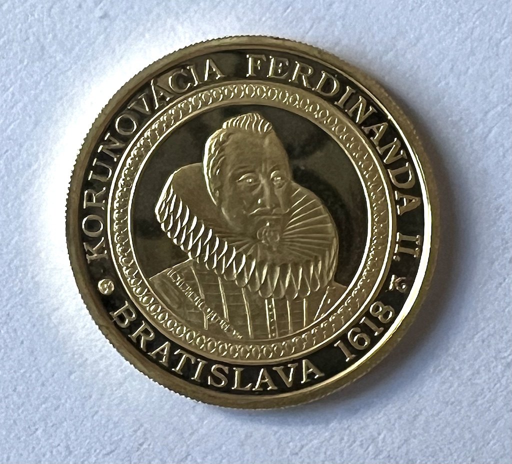100 Euro GOLD 2018 Proof (berührt) Slovakei 8,55 g Feingold. Krönung 1618 Ferdinand II.