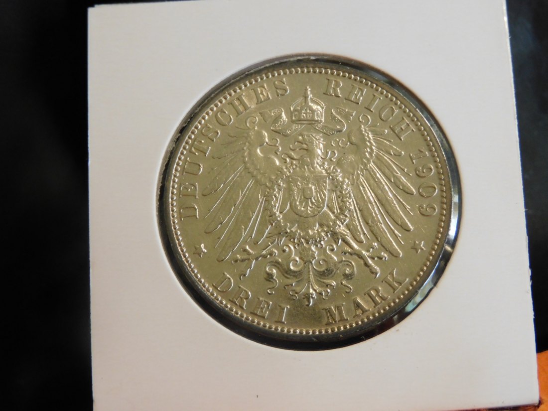  GERMANY 3 MARK 1909 ANHALT.GRADE-PLEASE SEE PHOTOS.   
