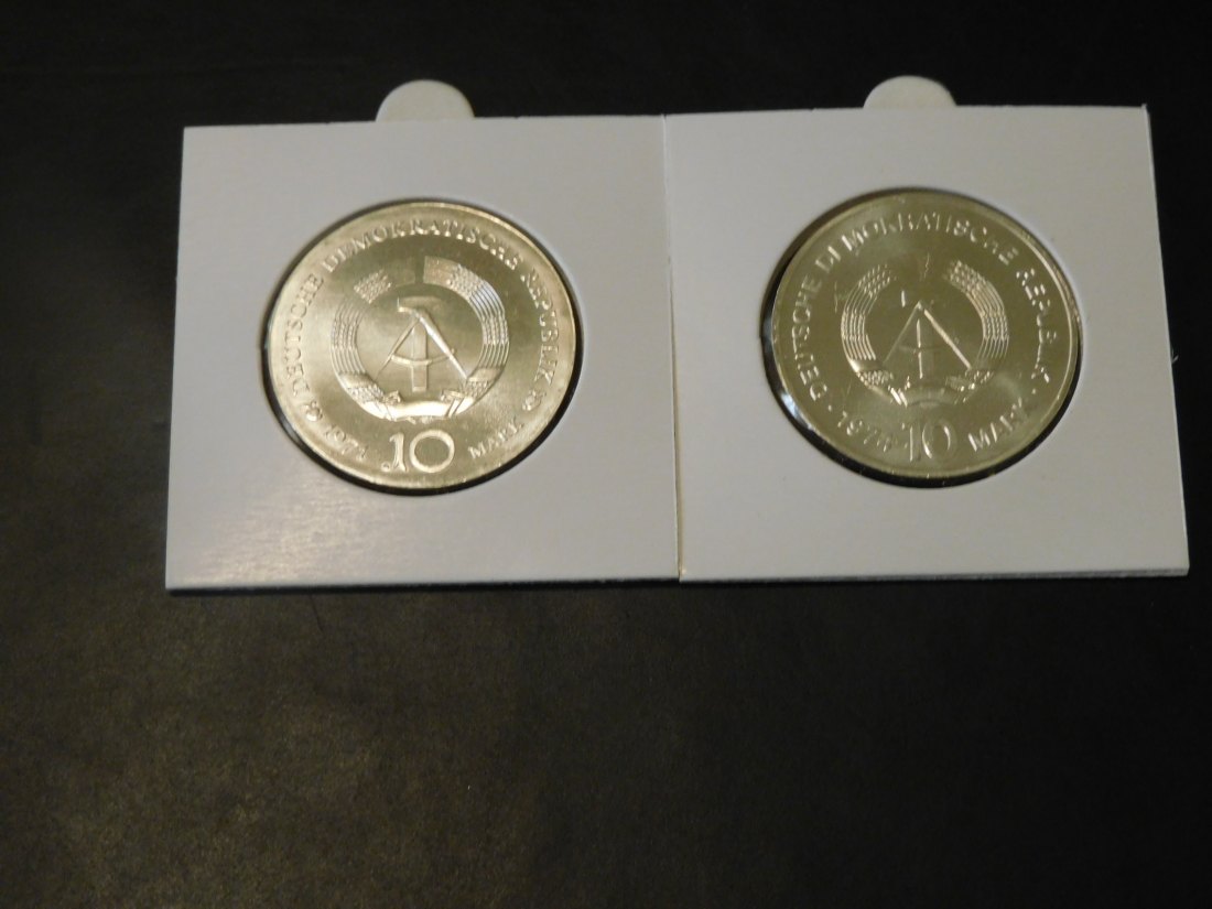  GERMANY 2X 10 MARK 1971-1974 DDR.GRADE-PLEASE SEE PHOTOS.   