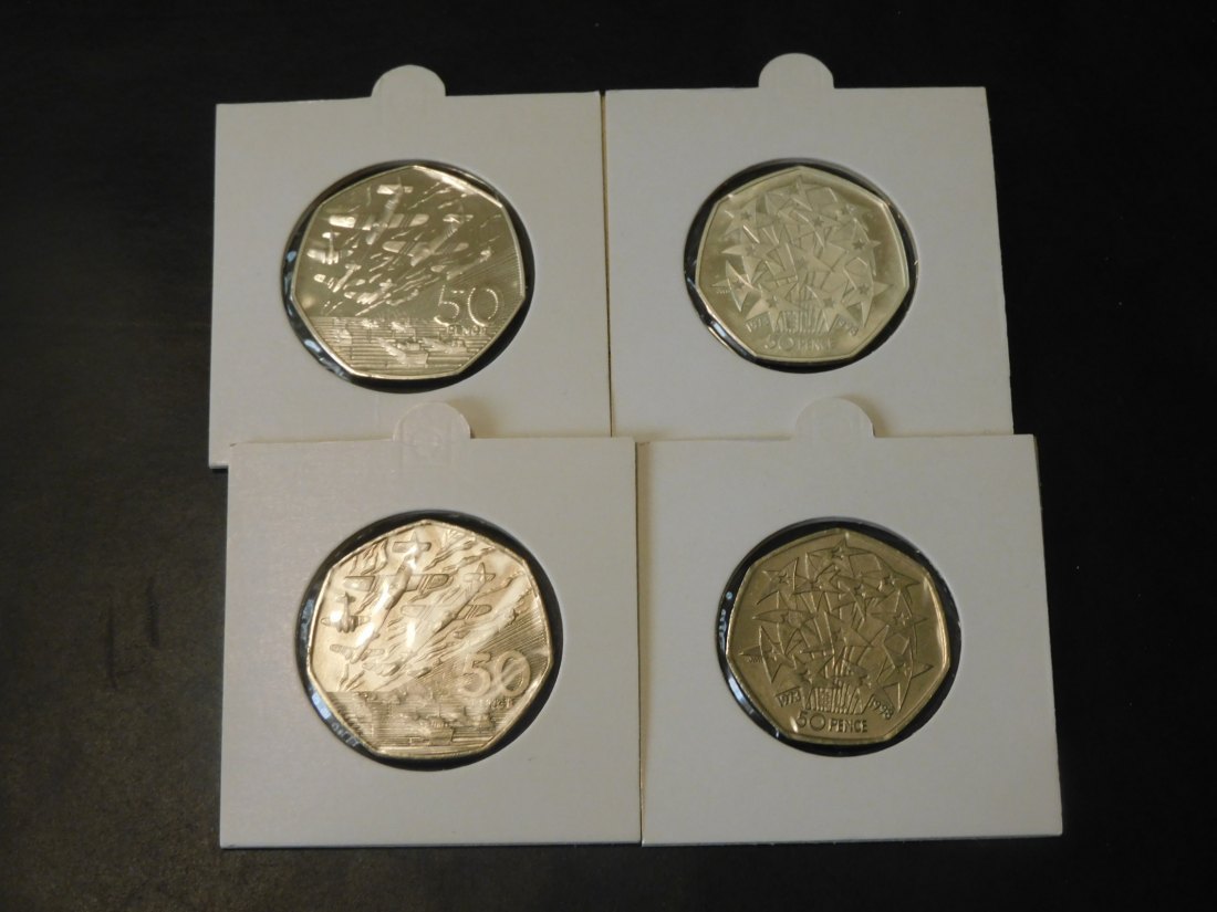  UNITED KINGDOM 2X 50 PENCE 1992-93 AND 1994.GRADE-PLEASE SEE PHOTOS.   