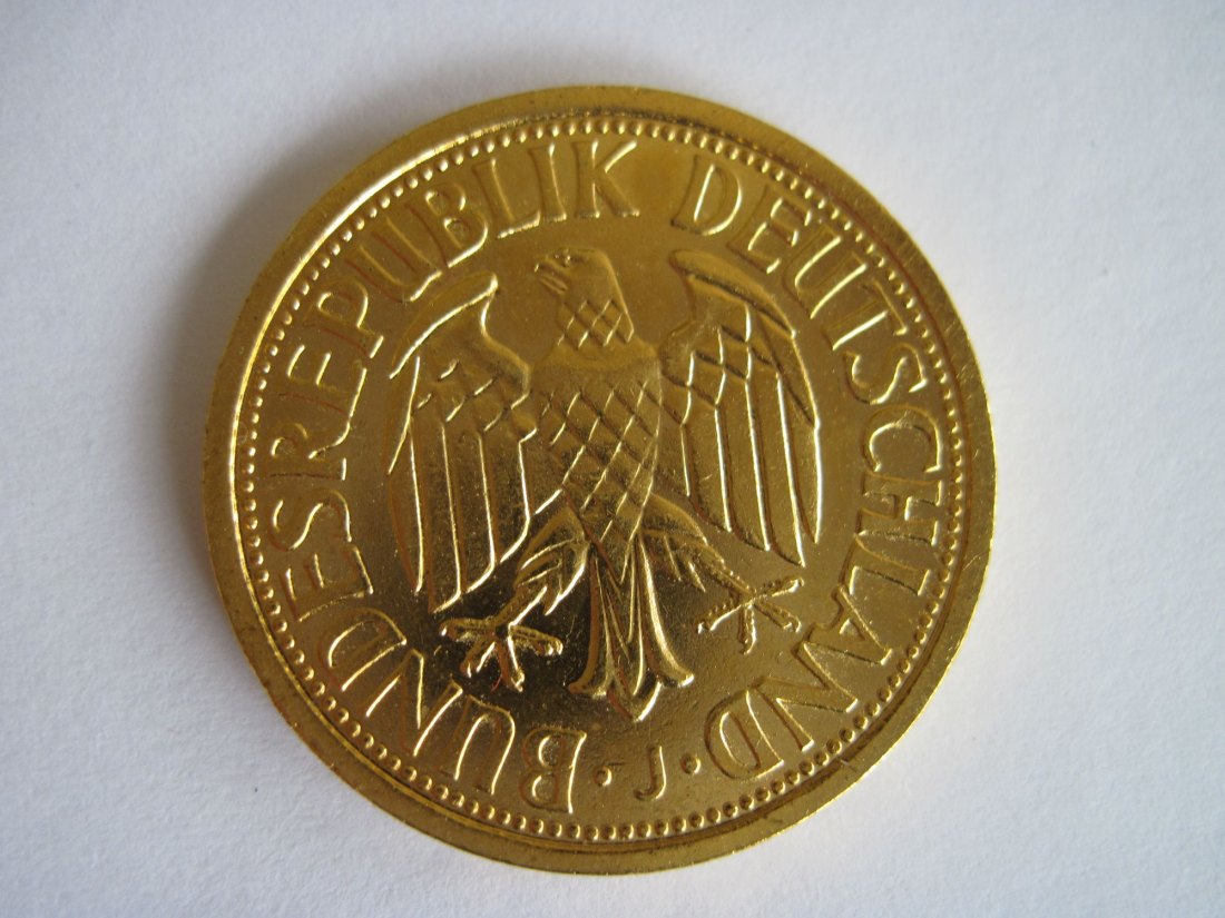  Deutschland 2 DM 1951 J Ähren und Trauben vergoldet in 24 Karat   