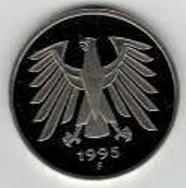  5 DM Münzen 1995 F PRACHTSTÜCK   
