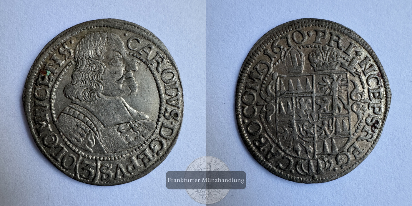  Böhmen / 3 Kreuzers 1695 Charles II FM-Frankfurt KM#227.5 Silberraugewicht: 1,65g   