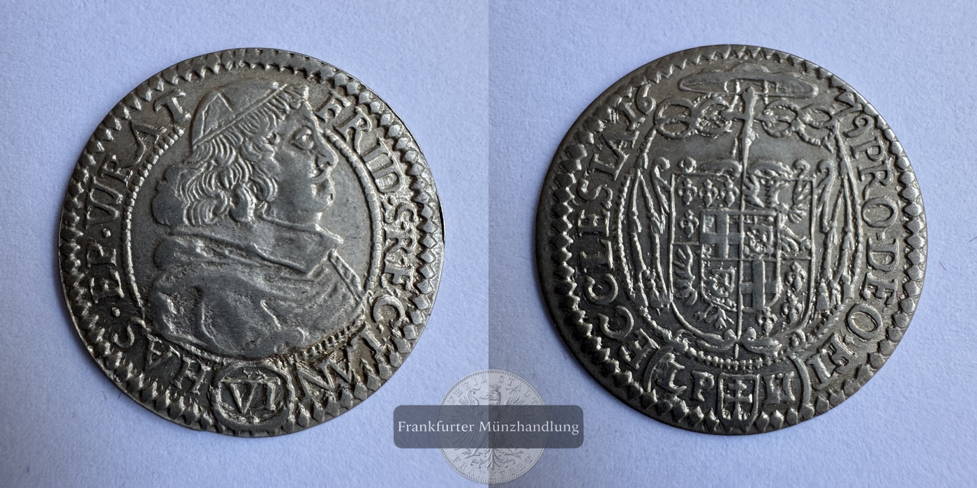  Böhmen / 6 Kreuzers 1679 Frederick FM-Frankfurt KM#155 Silberraugewicht: 3,05g   