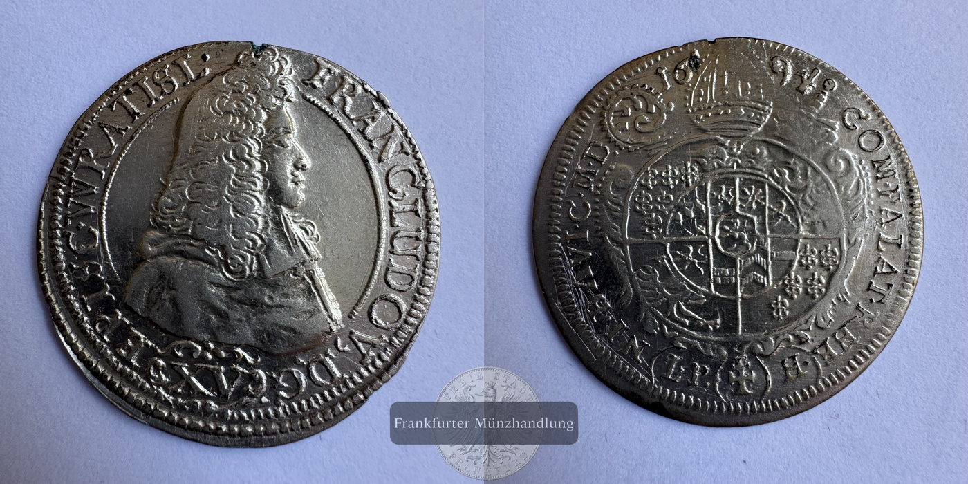 Böhmen / 15 Kreuzers 1694 Francis Louis FM-Frankfurt KM#183 Silberraugewicht: 5,46g   