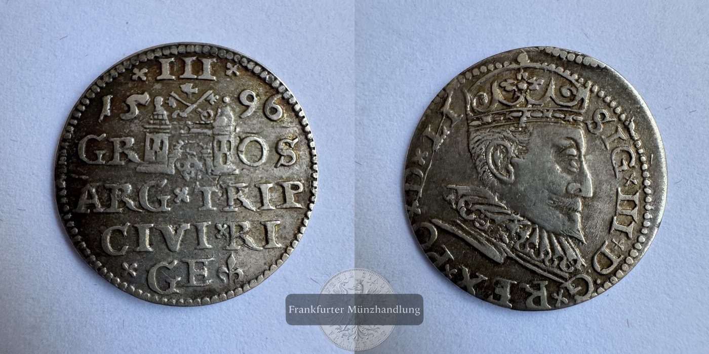  Livonia / 3 Grossus 1596 Sigismund III FM-Frankfurt Feinsilber: 1,97g   