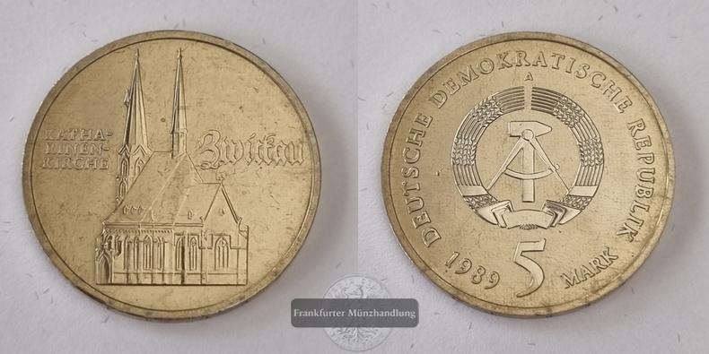  DDR 5 Mark  1989 Katharinenkirche FM-Frankfurt   
