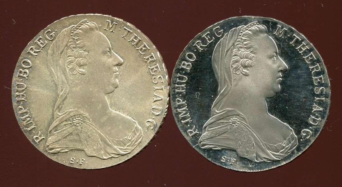 Österreich 2x Maria Theresia Silbertaler 1x in PP