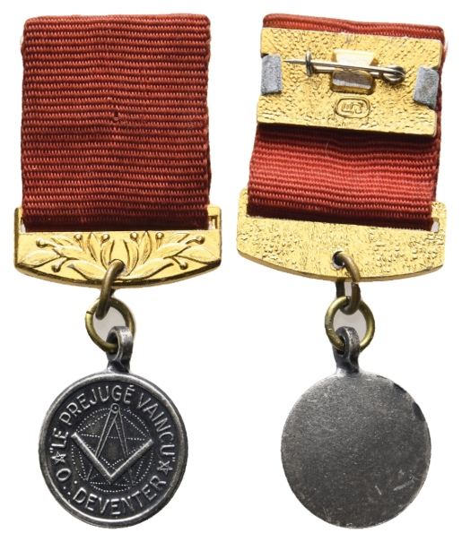  Medaille; Freimaurer; Orden; Deventer; Bronze; tragbar; 4,92 g, Ø 16,12 mm   