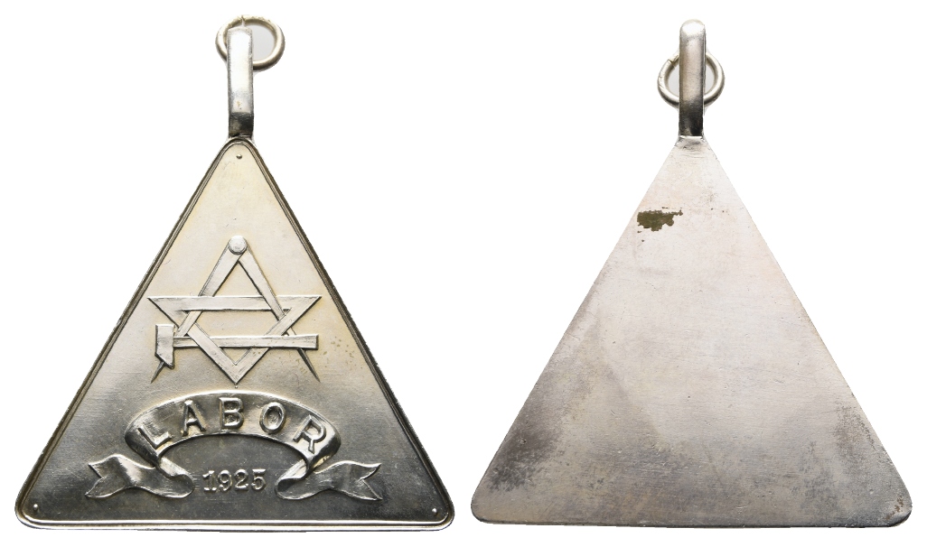  Medaille; Freimaurer; vers. Bronze; gehenkelt; 33,56 g, H 60,61 mm x B 52,01 mm   