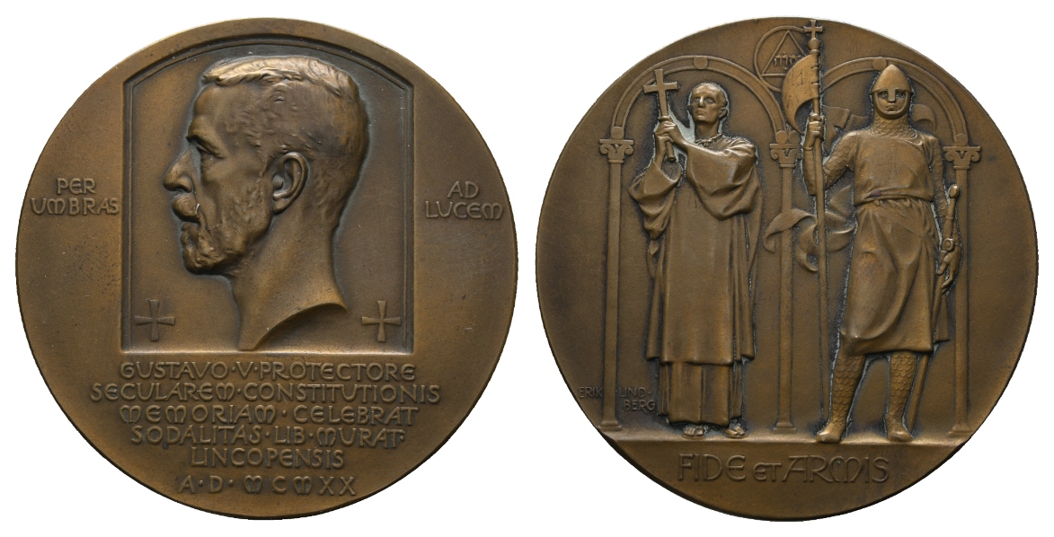  Medaille; Freimaurer; Gustavo V; Bronze; 67,18 g, Ø 57,30   