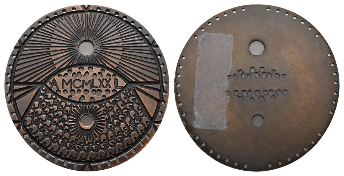  Medaille; Freimaurer; Bronze; zweifach gelocht; 50,81 g, Ø 65,70   