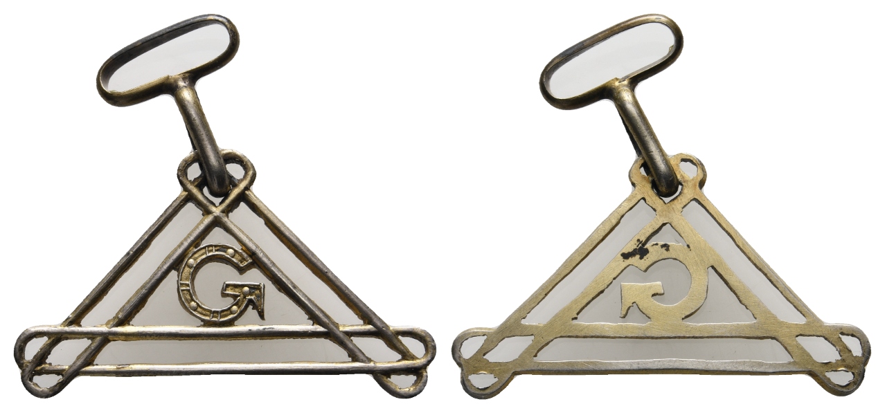  Medaille / Anhänger; Freimaurer; unedel; gehenkelt; 6,28 g, H 23,03 mm x B 44,10 mm   