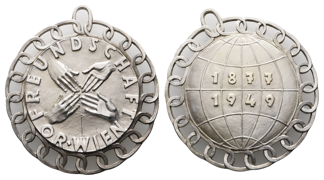  Medaille; Freimaurer; Wien 1949; Bronze; gehenk.; 78,99 g, Ø 70,43 mm   