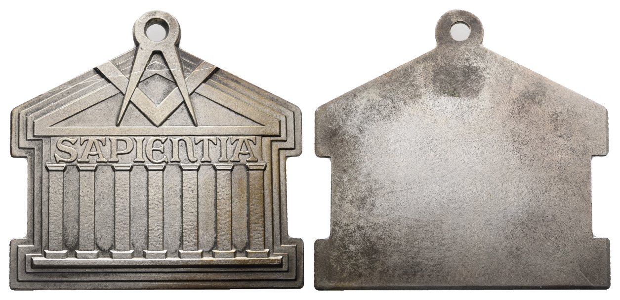  Medaille; Freimaurer; Sapientia; Bronze; gehenk.; 79,90 g, H 69,76 mm x B 72,80 mm   